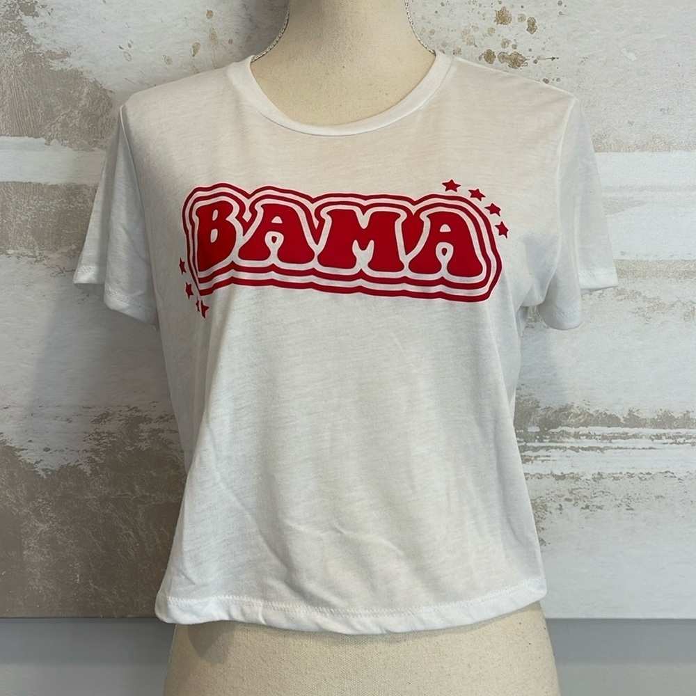 ALABAMA “BAMA” cropped white Tee